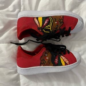 Youth- Like New Hand Painted Blackhawks Adidas